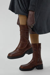 Malene Boots - Tan Leather Black Stitching | Miista | Designed & Handmade in Europe