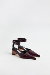 Qori Courts - Plum Croc Embossed Leather | Miista | Designed & Handmade in Europe