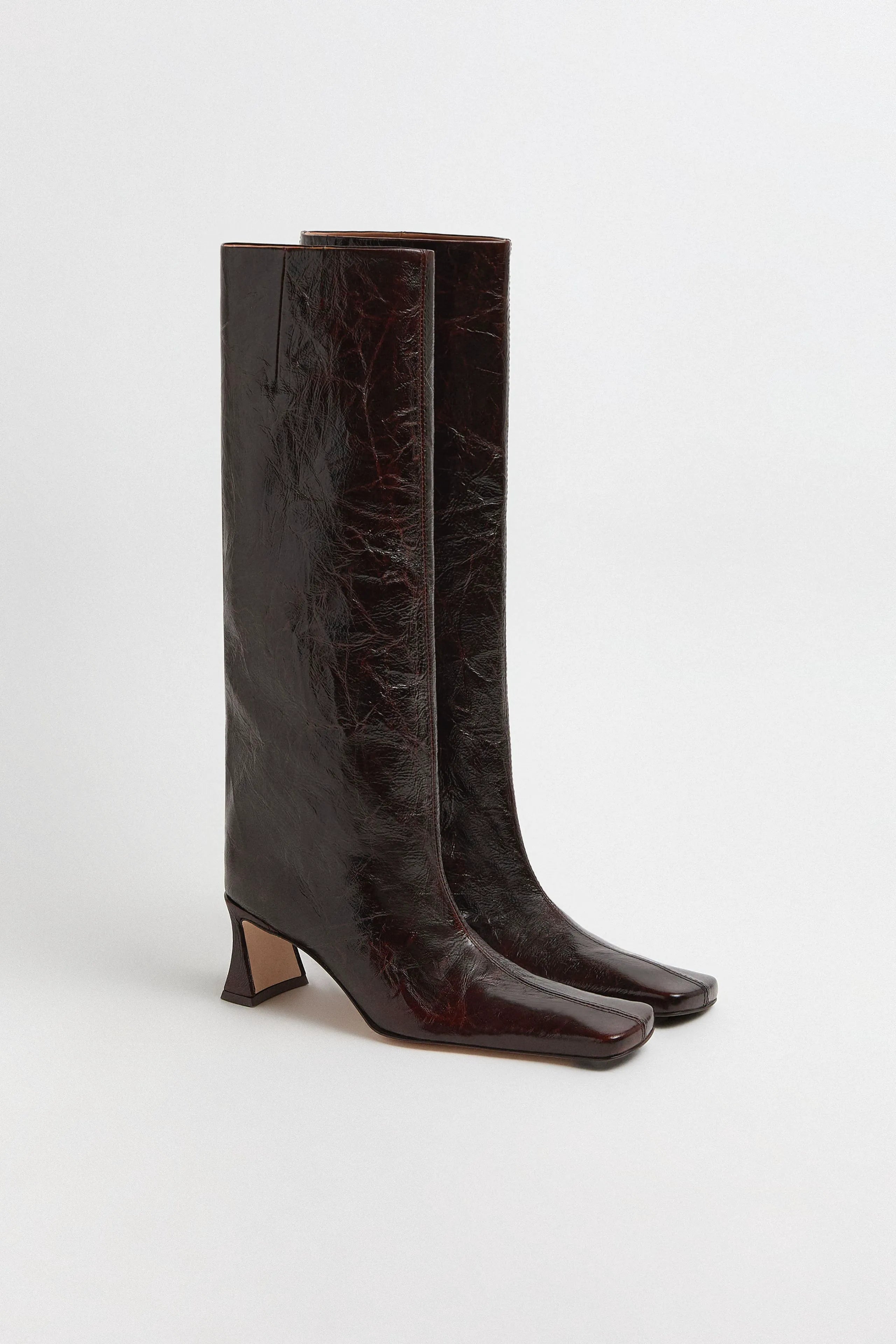 Bluma Boots - Brown Crinkle Leather | Miista | Designed & Handmade in Europe