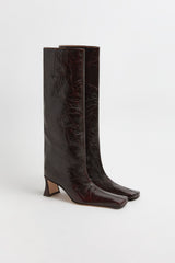 Bluma Boots - Brown Crinkle Leather | Miista | Designed & Handmade in Europe