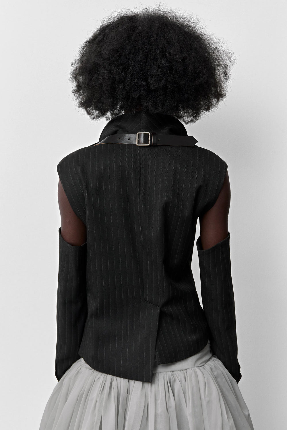 Nereida Black Pinstripe Blazer Jacket | Miista | Designed & Handmade in Europe
