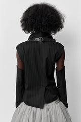 Nereida Black Pinstripe Blazer Jacket | Miista | Designed & Handmade in Europe