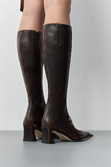 Melinda Brushed Brown Tall Boots | Miista | Designed & Handmade in Europe