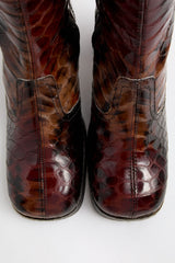 Cass Boots - Tan Snake Embossed Leather | Miista | Designed & Handmade in Europe