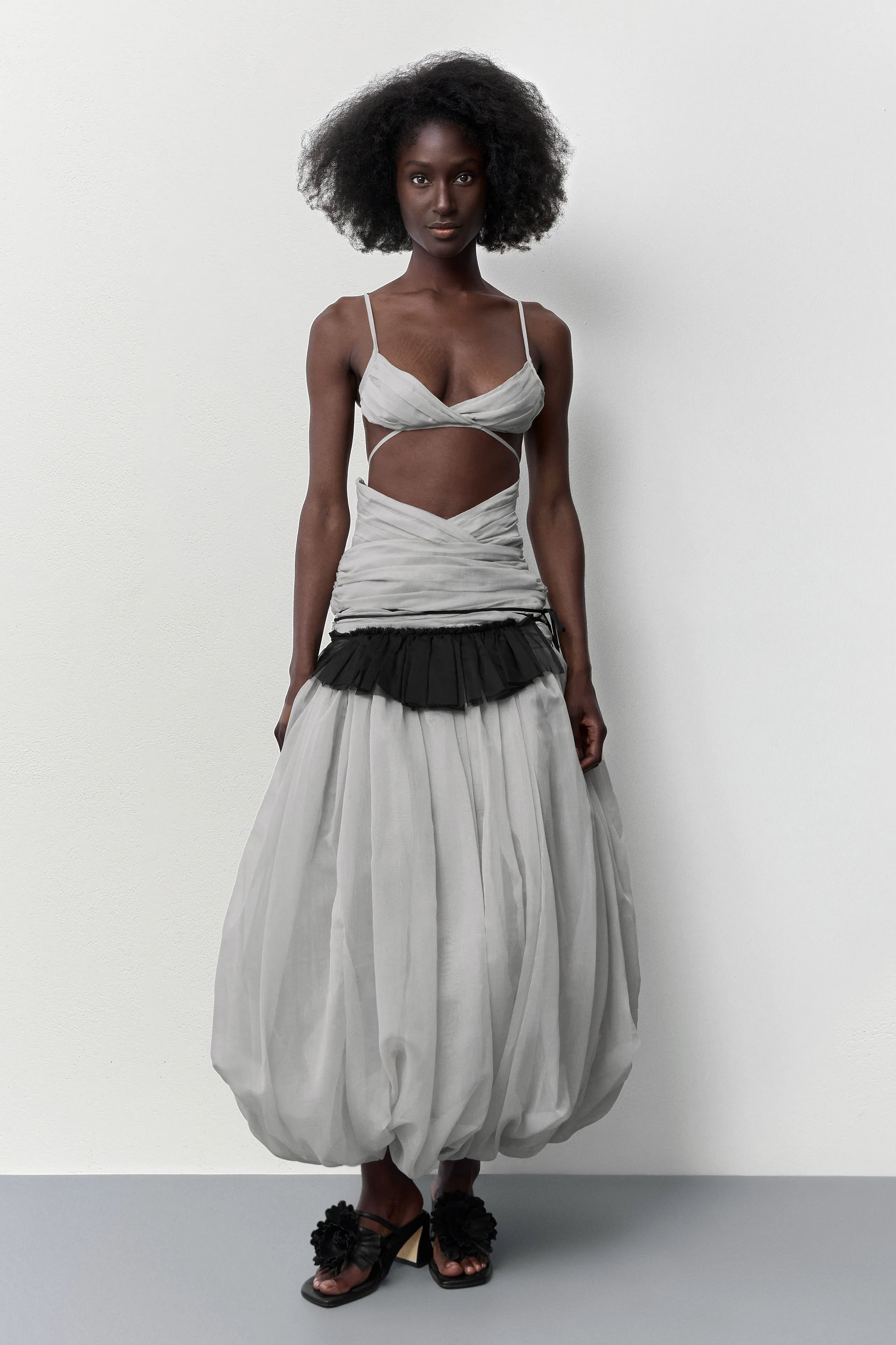 Vanny Black Sheer Ruffle| Miista | Designed & Handmade in Europe