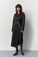 Irne Black Belt Long Coat | Miista | Designed & Handmade in Europe