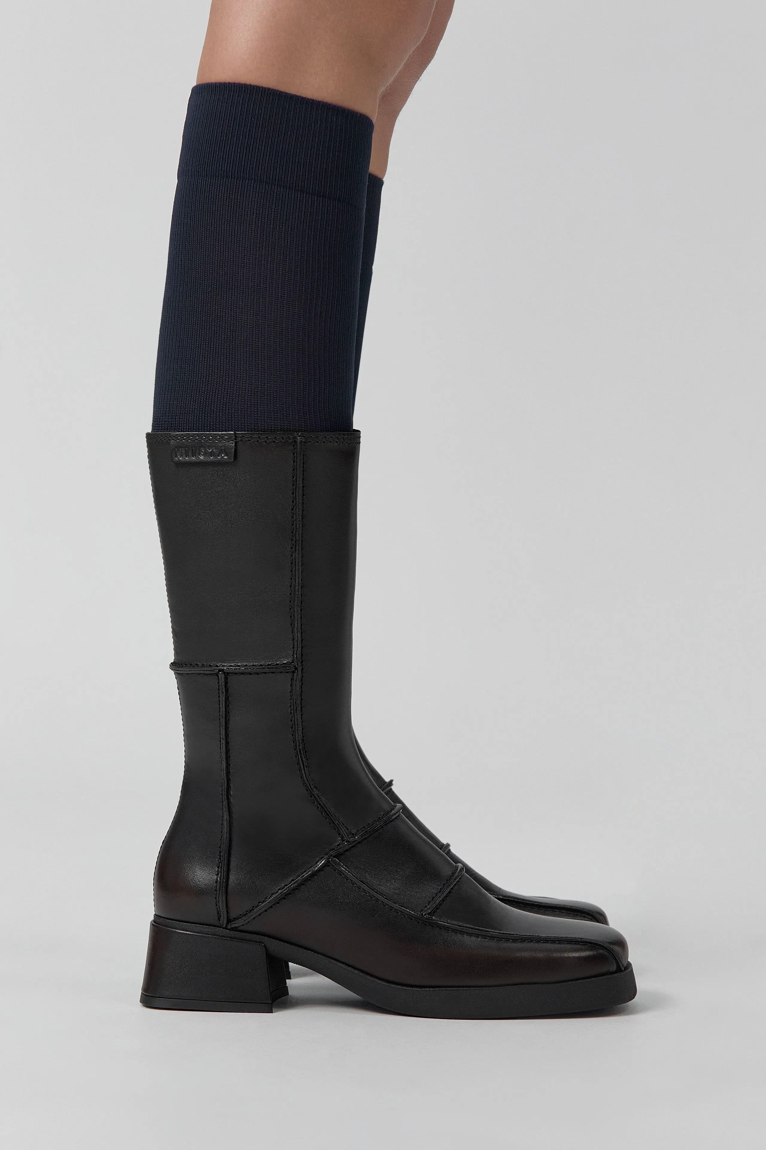 Neaera Boots - Brown Navy Stitching | Miista | Designed & Handmade in Europe