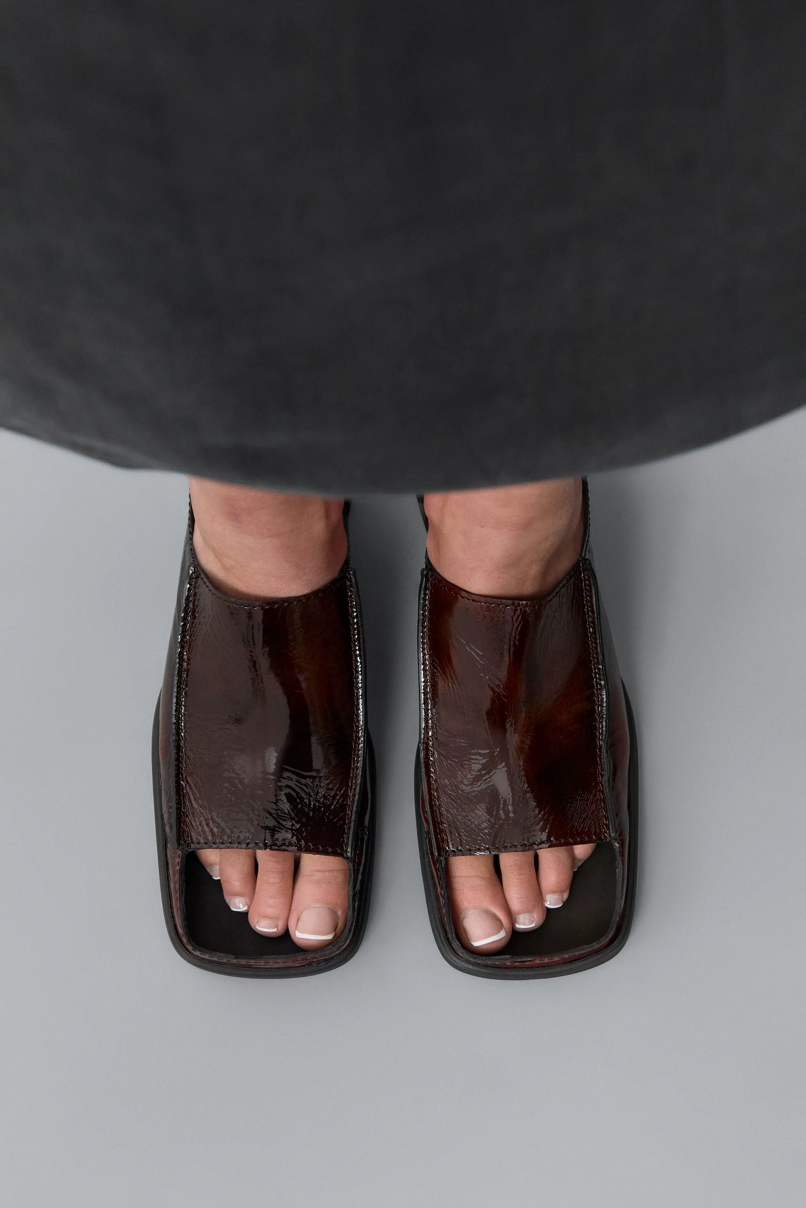 Ertha Glossy Brown Sandals | Miista | Designed & Handmade in Europe
