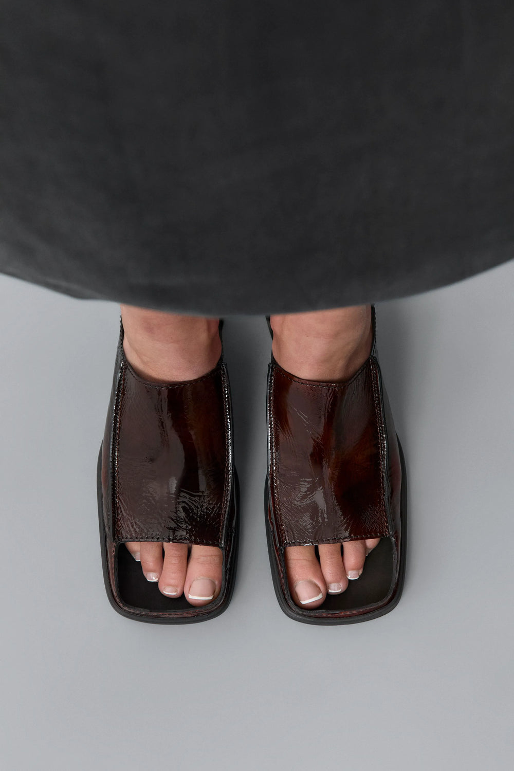 Ertha Glossy Brown Sandals | Miista | Designed & Handmade in Europe