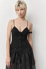 Pauline Pinstripe Black Dress | Miista | Designed & Handmade in Europe