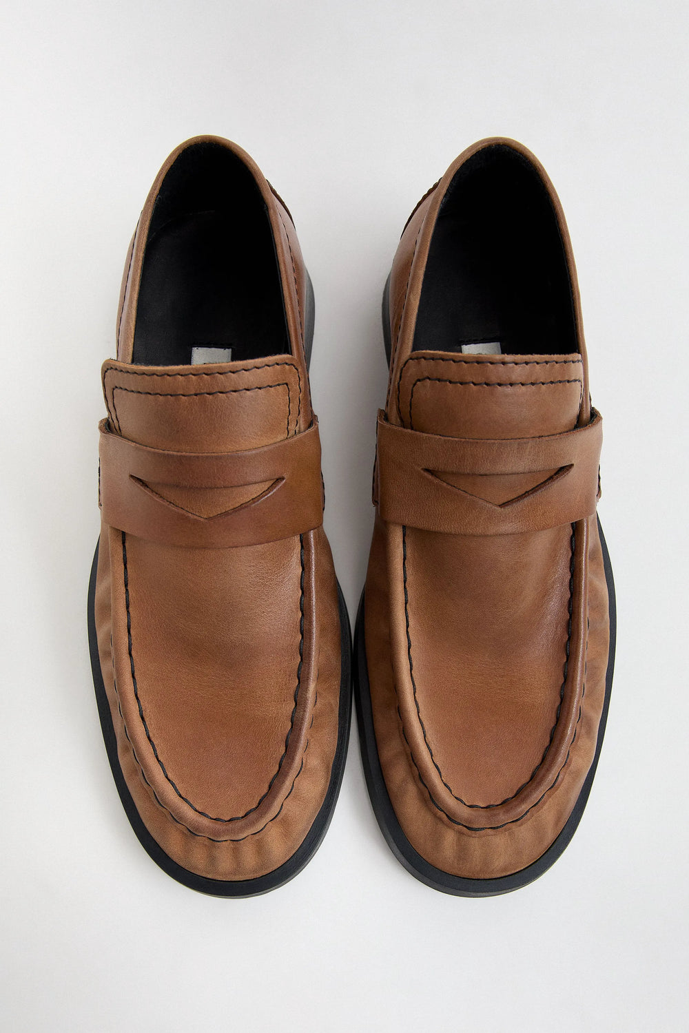 Zita Loafers - Tan Leather Black Stitching | Miista | Designed & Handmade in Europe