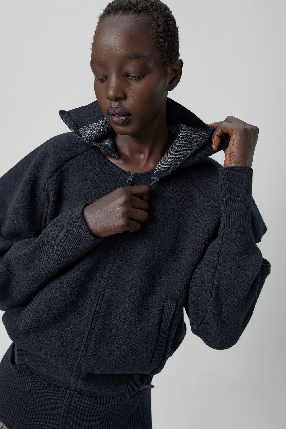 Agnes Jacket - Navy Extra Fine Merino Knit | Miista | Designed & Handmade in Europe