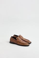Zita Loafers - Tan Leather Black Stitching | Miista | Designed & Handmade in Europe