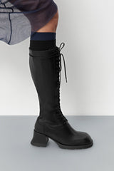 Michaela Black Tall Lace Boots | Miista | Designed & Handmade in Europe