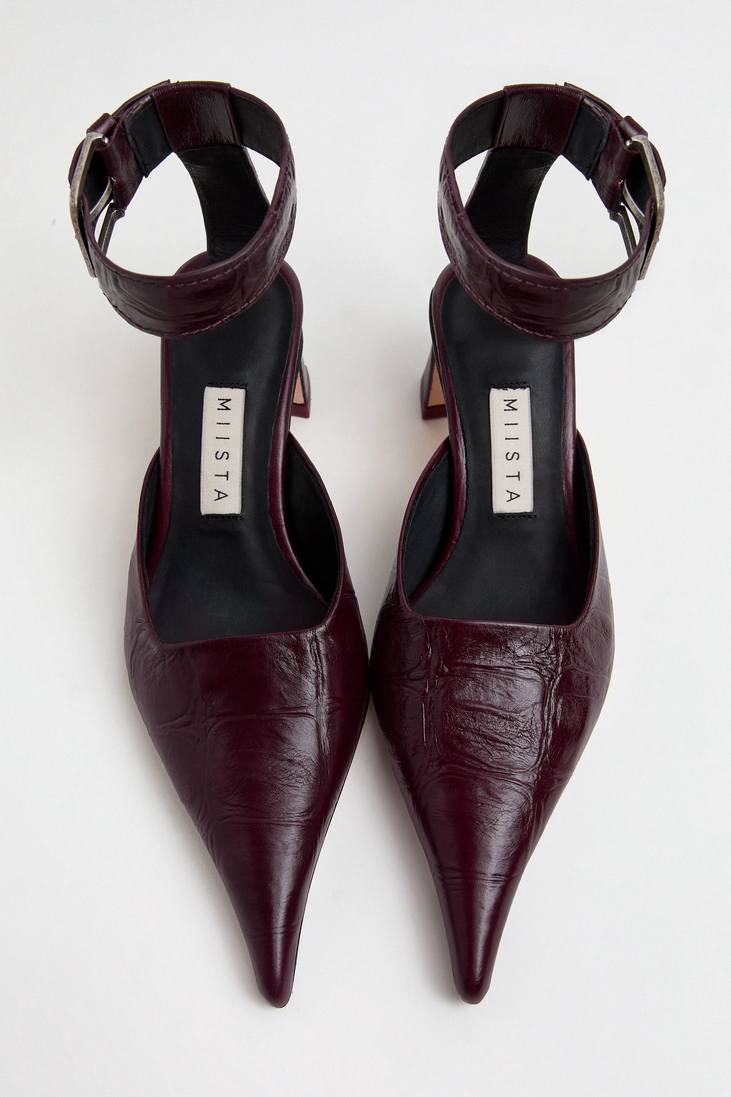 Qori Courts - Plum Croc Embossed Leather | Miista | Designed & Handmade in Europe