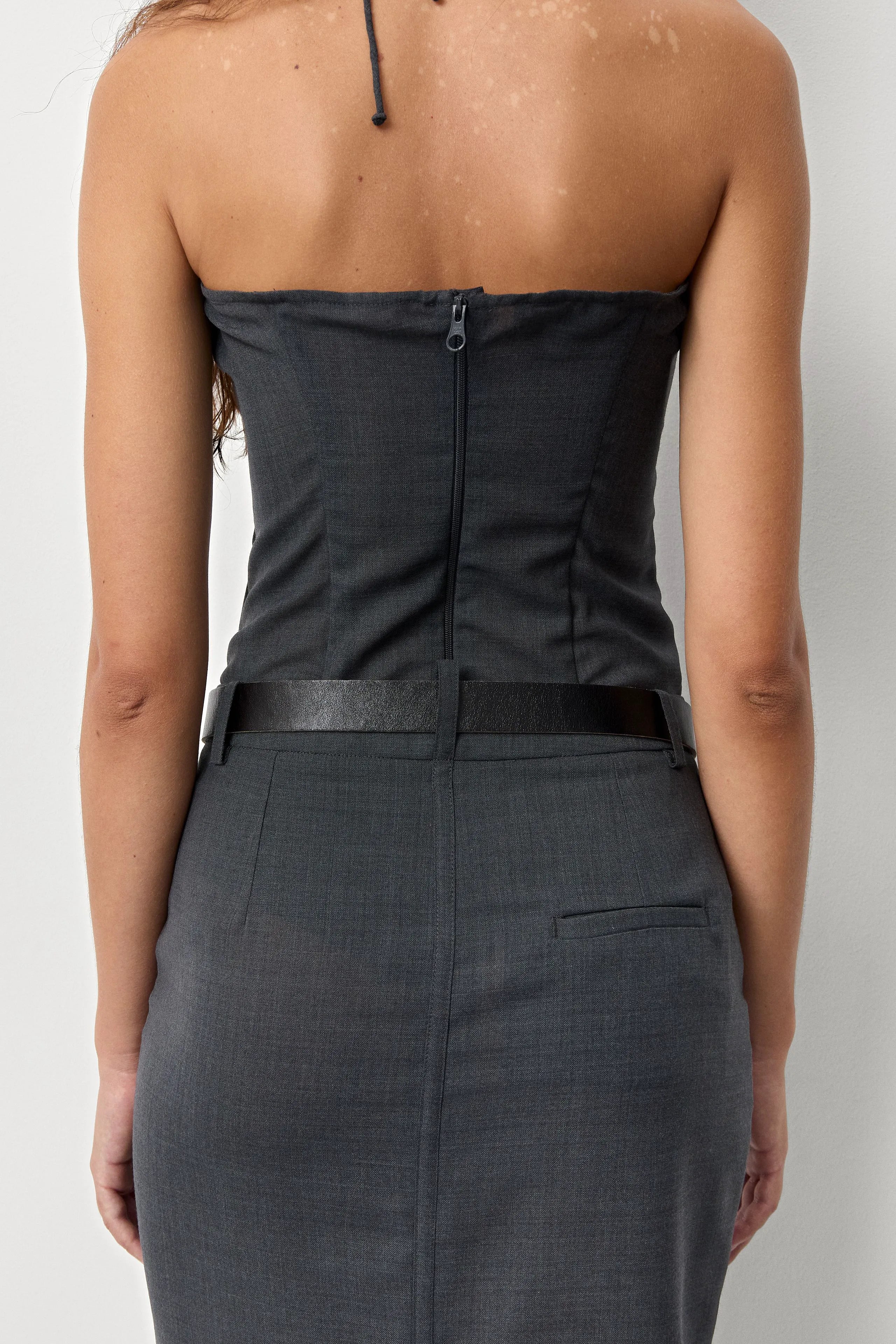 Patty Cement Grey Midi Skirt | Miista | Designed & Handmade in Europe