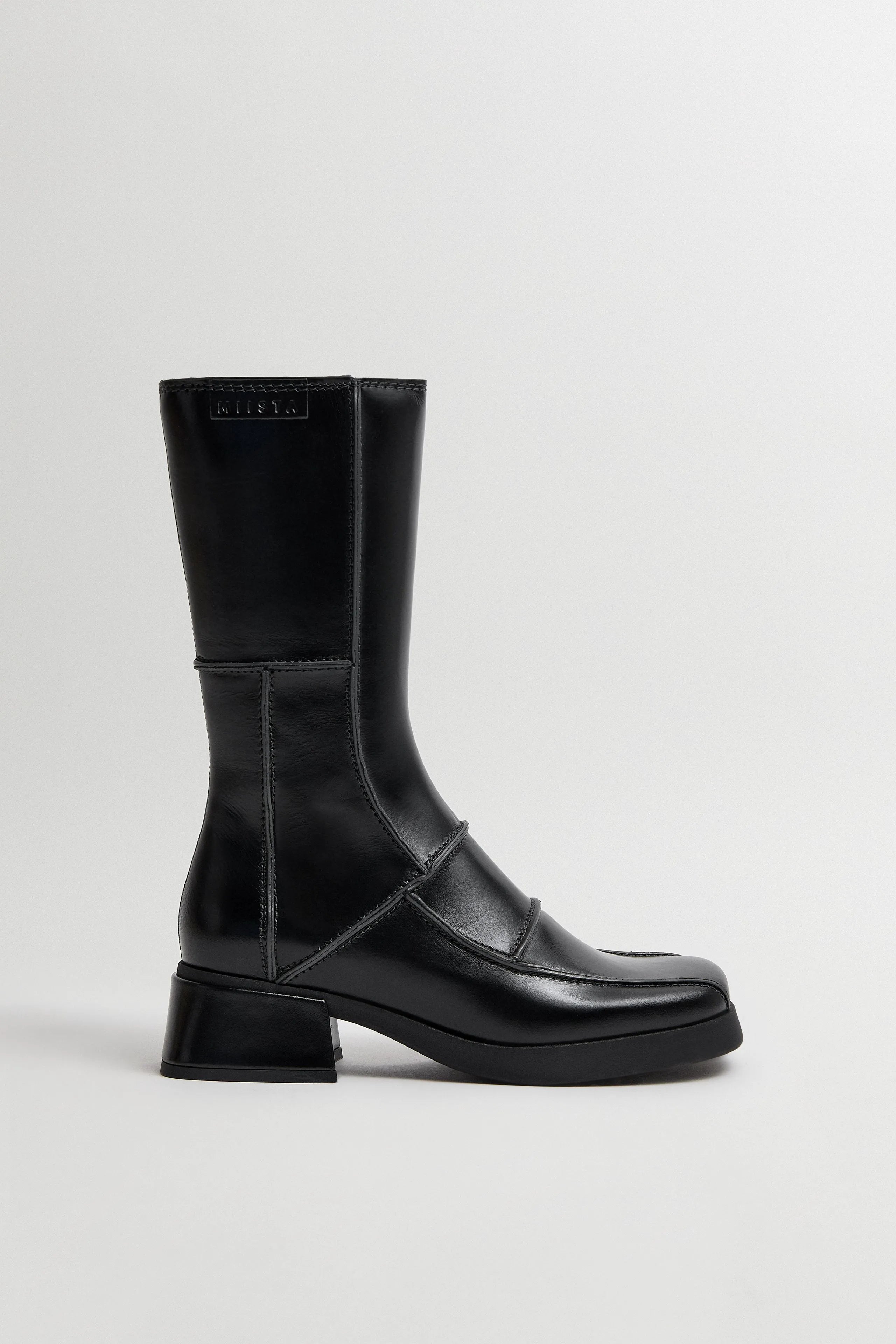 Neaera Boots - Black Leather Grey Stitching | Miista | Designed & Handmade in Europe
