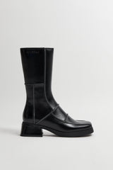 Neaera Boots - Black Leather Grey Stitching | Miista | Designed & Handmade in Europe