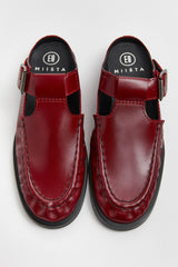 Gianna Dark Red Buckled Mules | Designed & Handmade in Europe