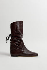 Karola Boots - Dark Brown Crinkle Leather | Miista | Designed & Handmade in Europe