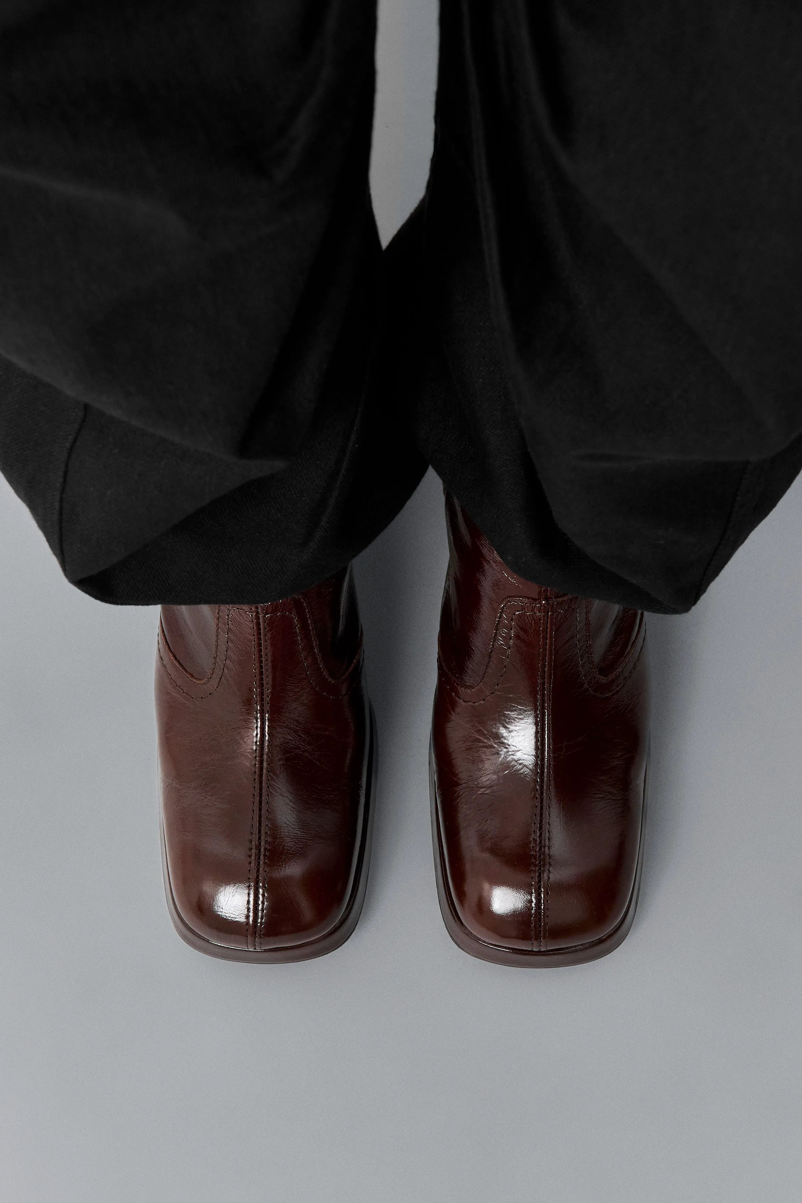 Cass Brown Patent Boots | Designed & Handmade in Europe