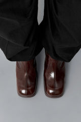 Cass Brown Patent Boots | Designed & Handmade in Europe
