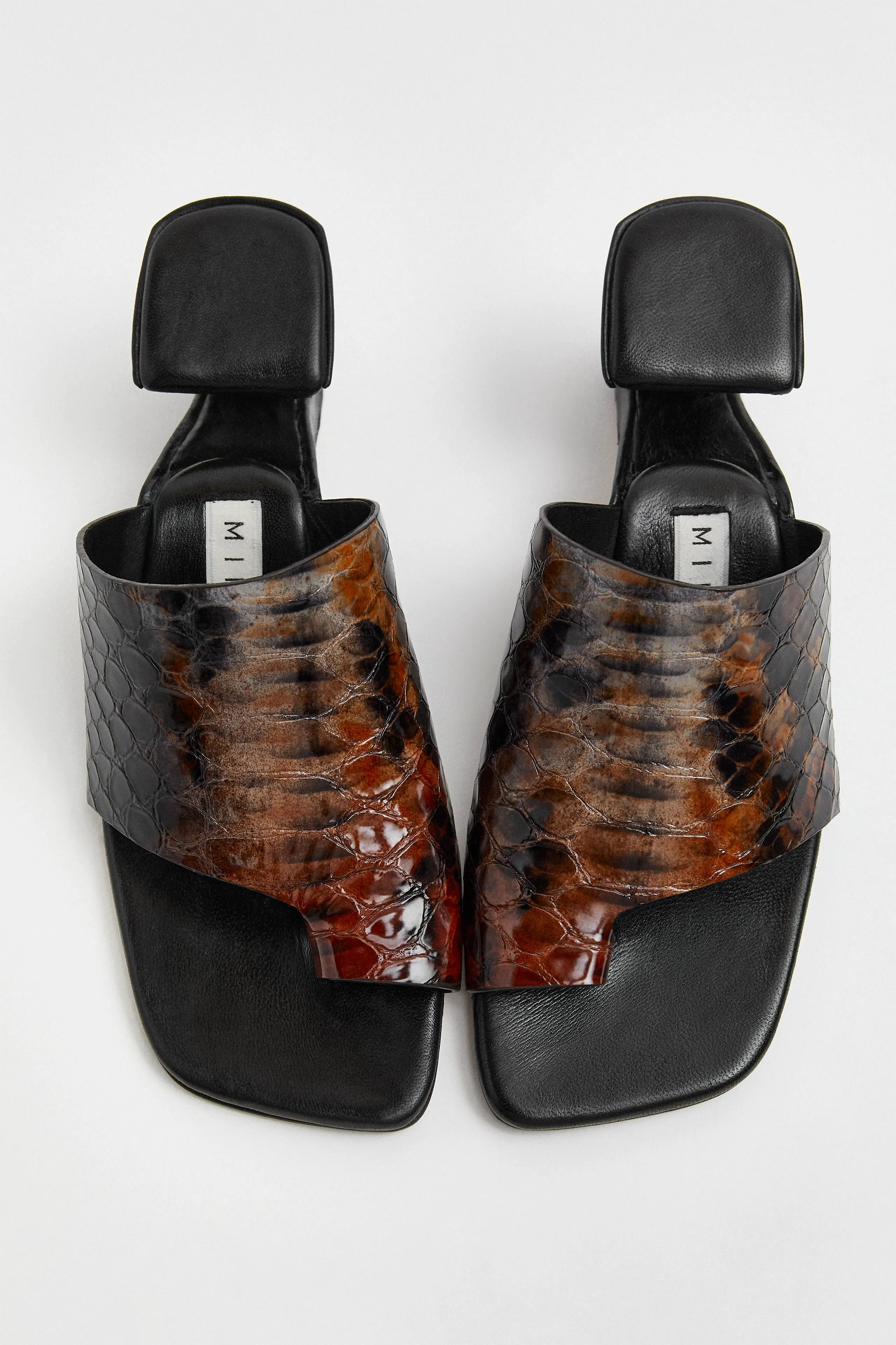 Gaelle Brown Snake Sandals | Miista | Designed & Handmade in Europe